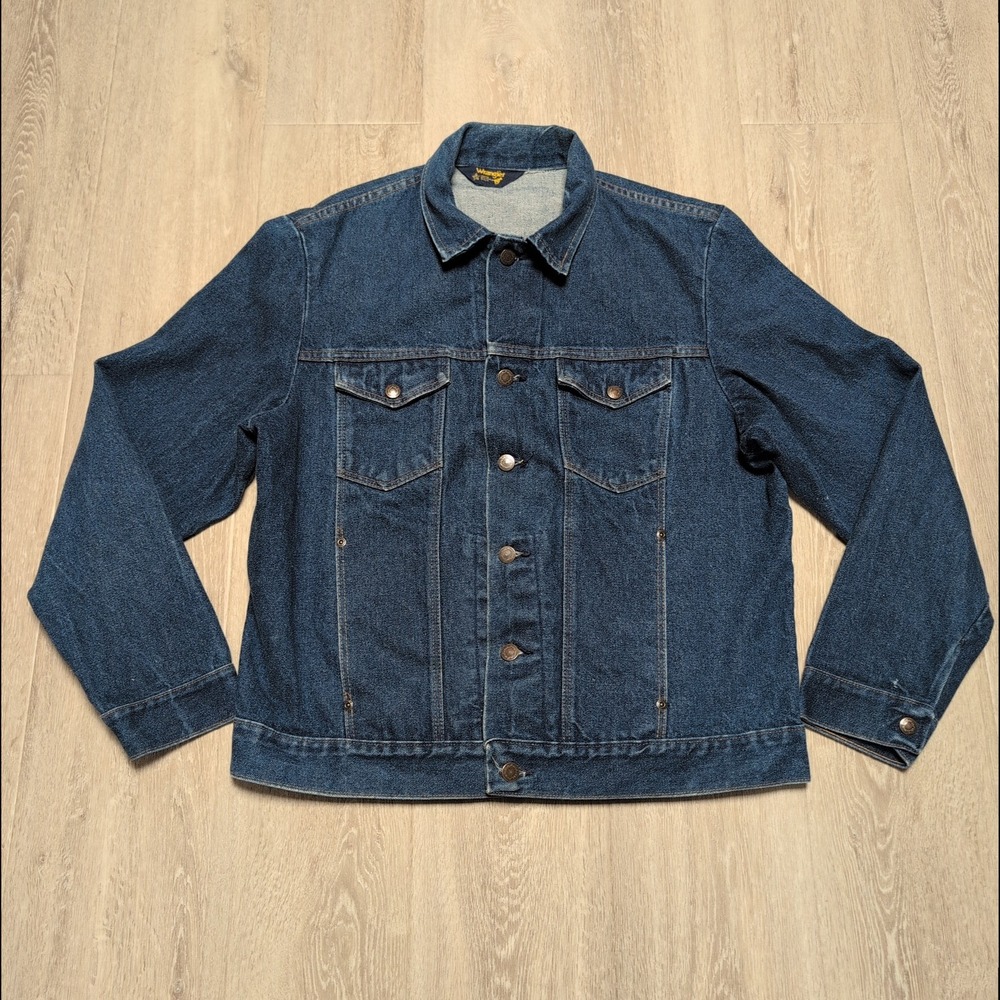 Vintage Wrangler Certified with Pride USA Denim Jacket Blue Jean Trucker Mens XL